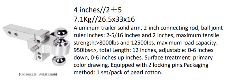 Aluminum trailer solid arm-4inches